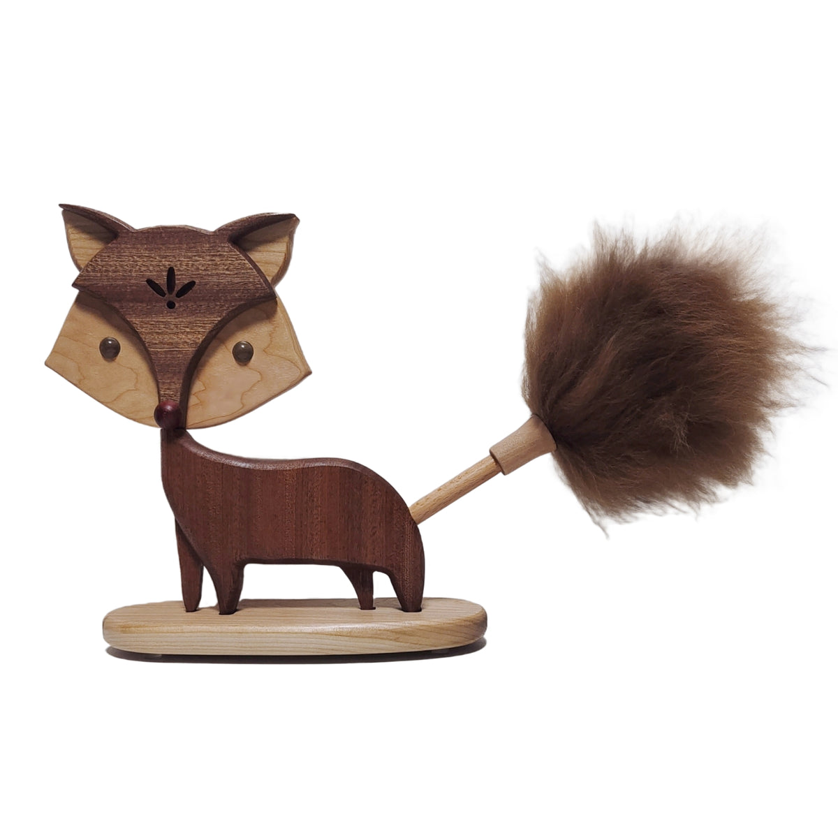 Wooden fox duster, wool duster, practical gift, 2024 gift ideas.
