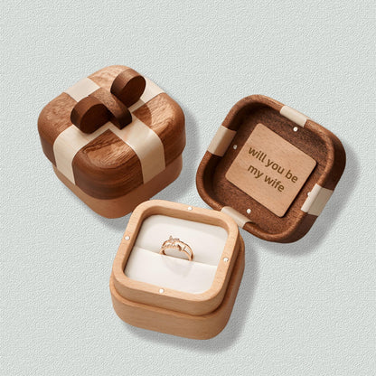 Proposal ring box, wooden ring box, jewelry gift box, engagement gift.