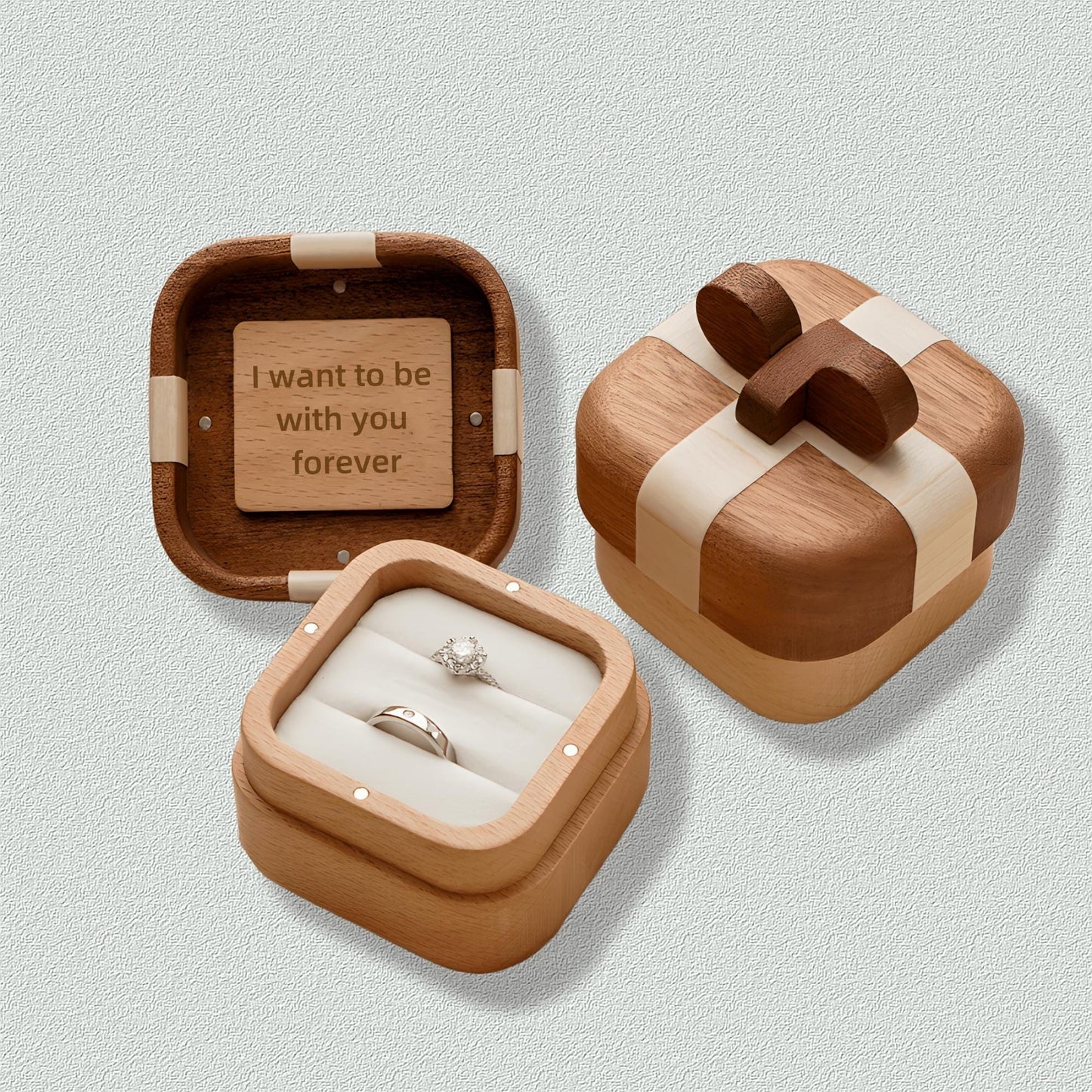 Proposal ring box, wooden ring box, jewelry gift box, engagement gift.