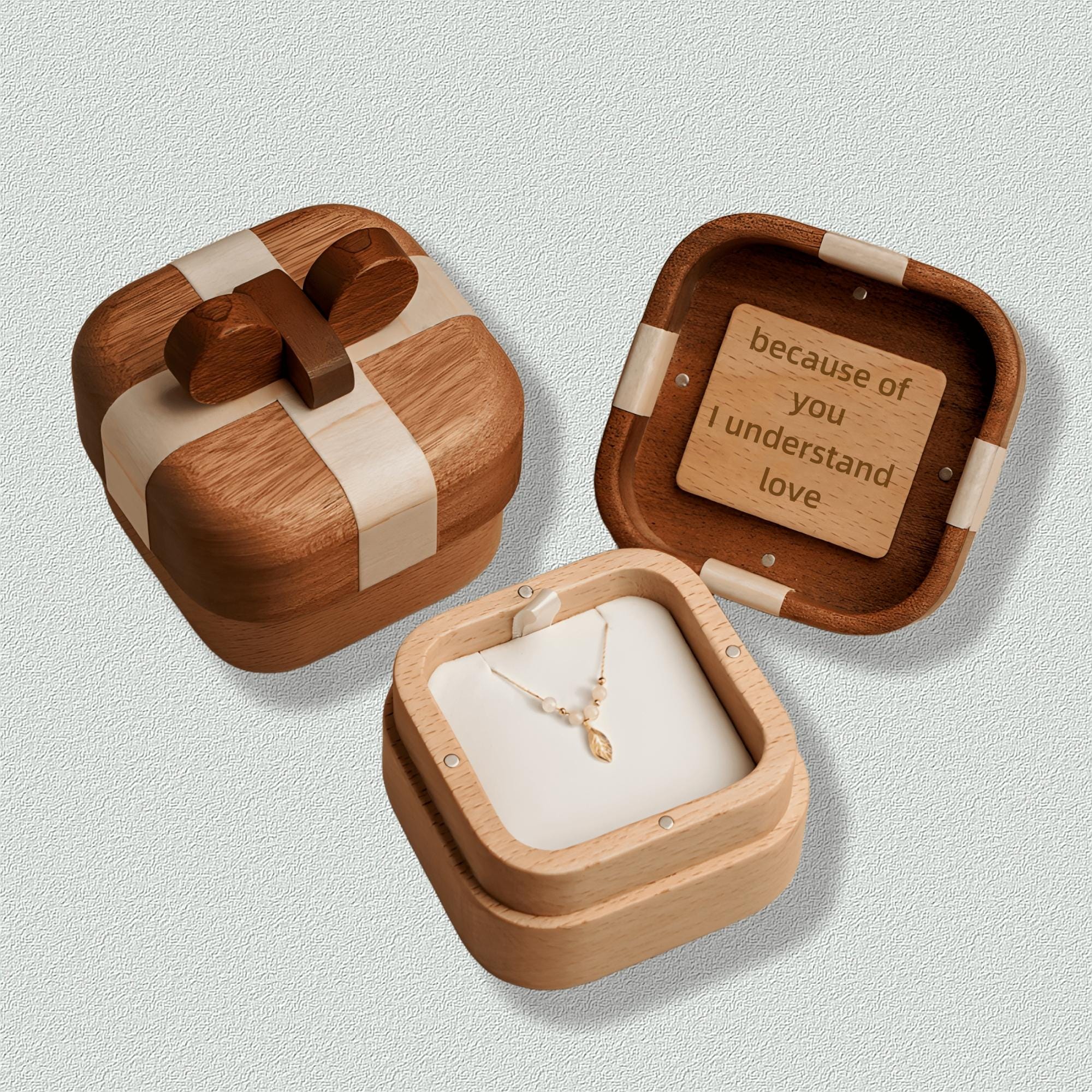 Proposal ring box, wooden ring box, jewelry gift box, engagement gift.