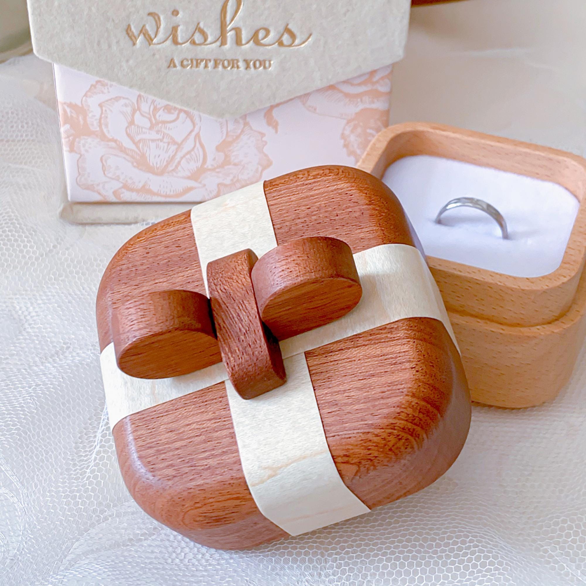 Proposal ring box, wooden ring box, jewelry gift box, engagement gift.