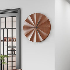 Selected solid wood three-dimensional carved silent round wall clock