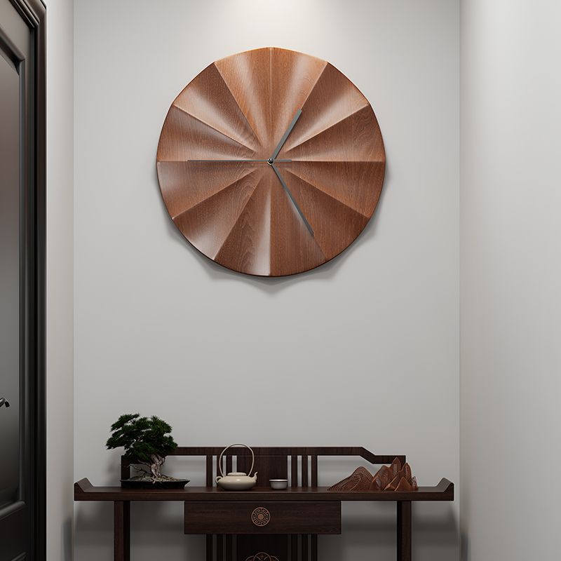 Selected solid wood three-dimensional carved silent round wall clock