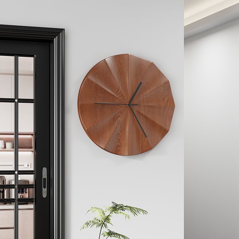 Selected solid wood three-dimensional carved silent round wall clock