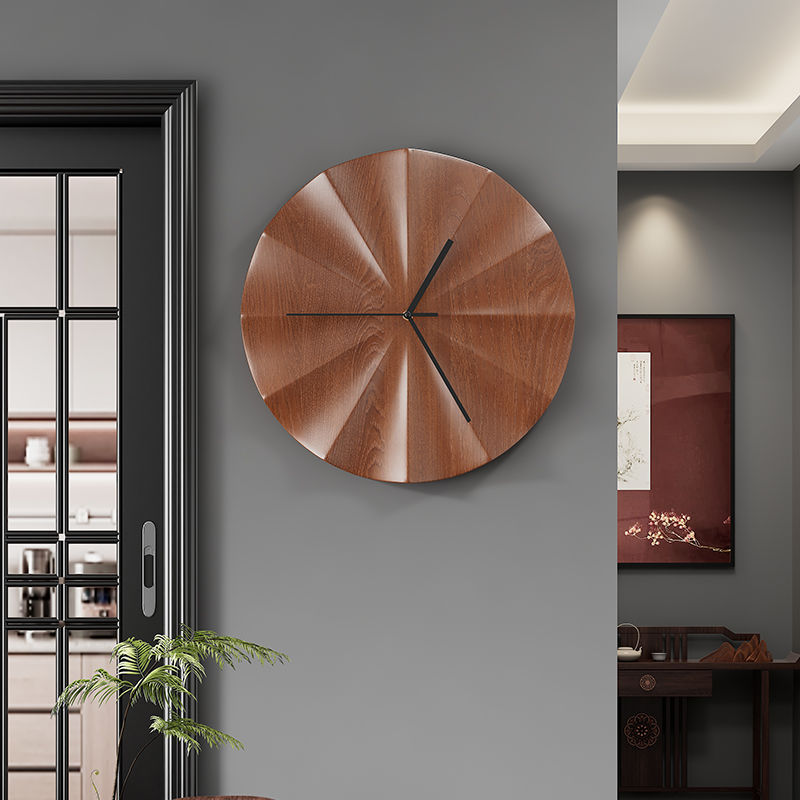 Selected solid wood three-dimensional carved silent round wall clock