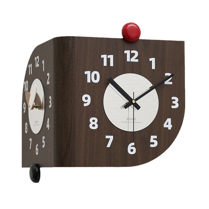 Minimalist double-sided outside corner wall clock