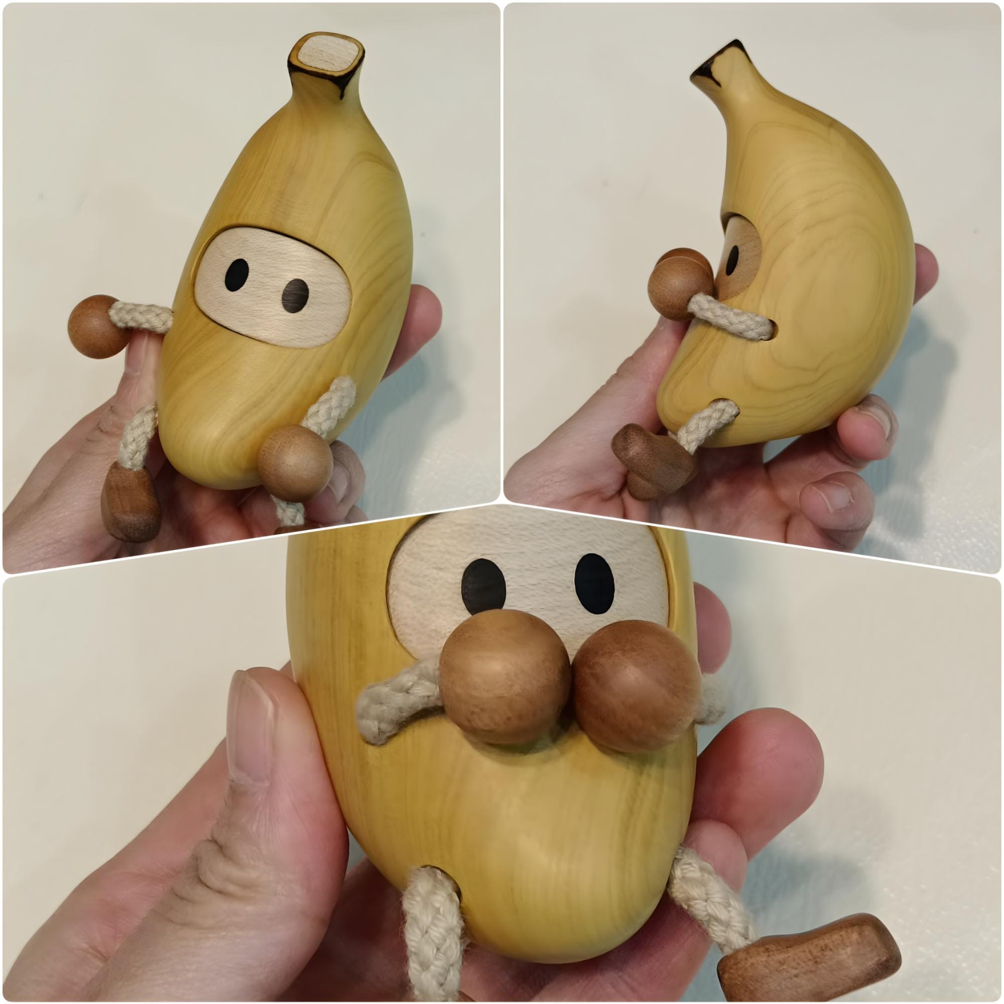 Handmade wooden banana man, a unique gift idea for an anniversary.