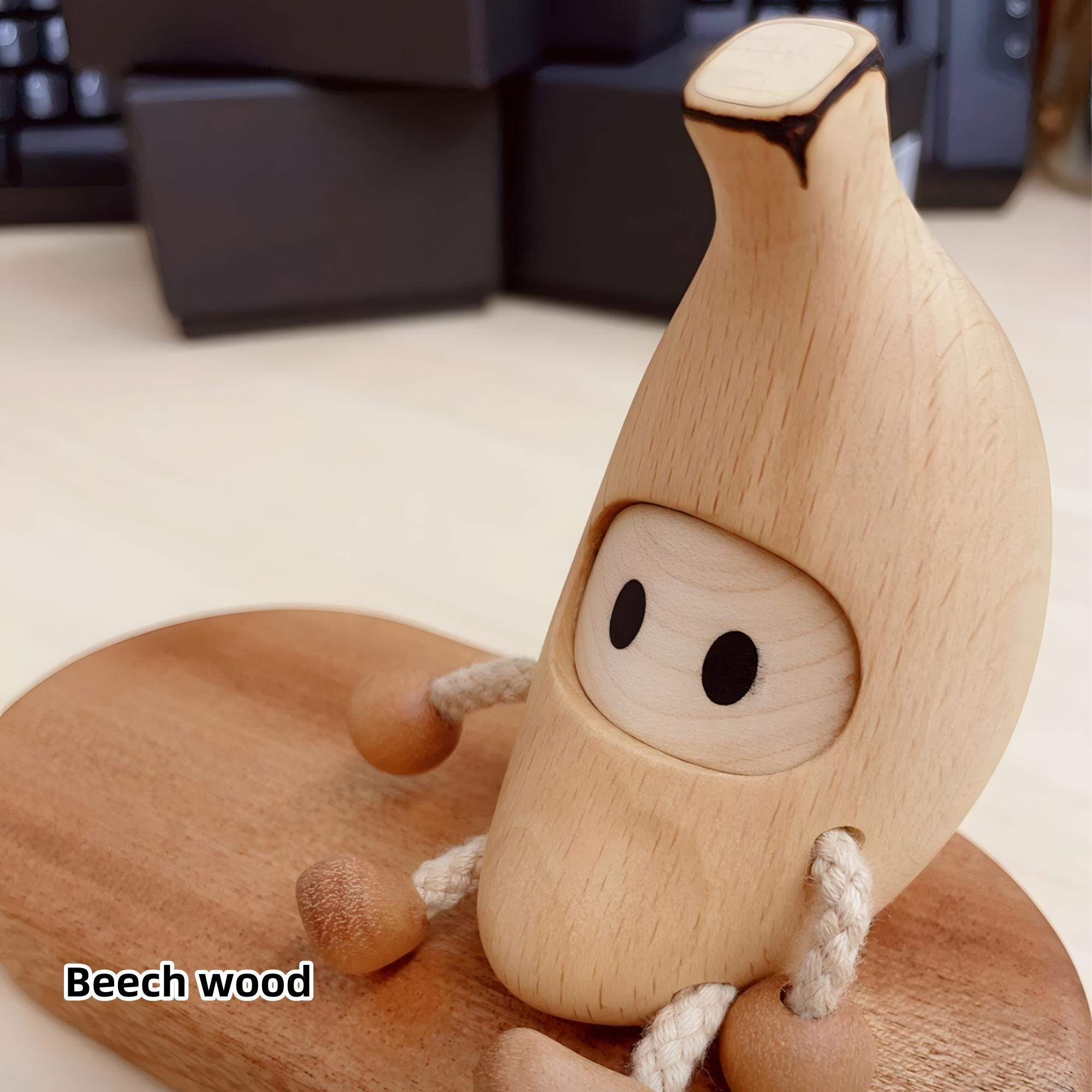 Handmade wooden banana man, a unique gift idea for an anniversary.