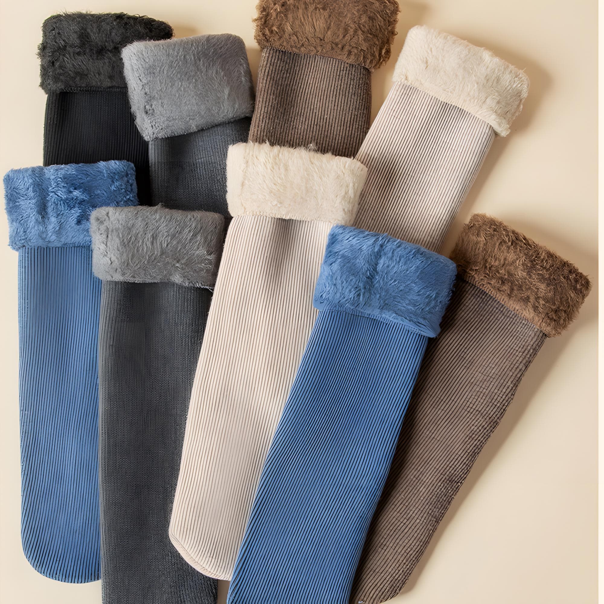 Wool thickened snow socks, warm round neck winter walking socks, unisex.