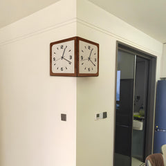 Reversible outside corner wall clock - simple and stylish style.