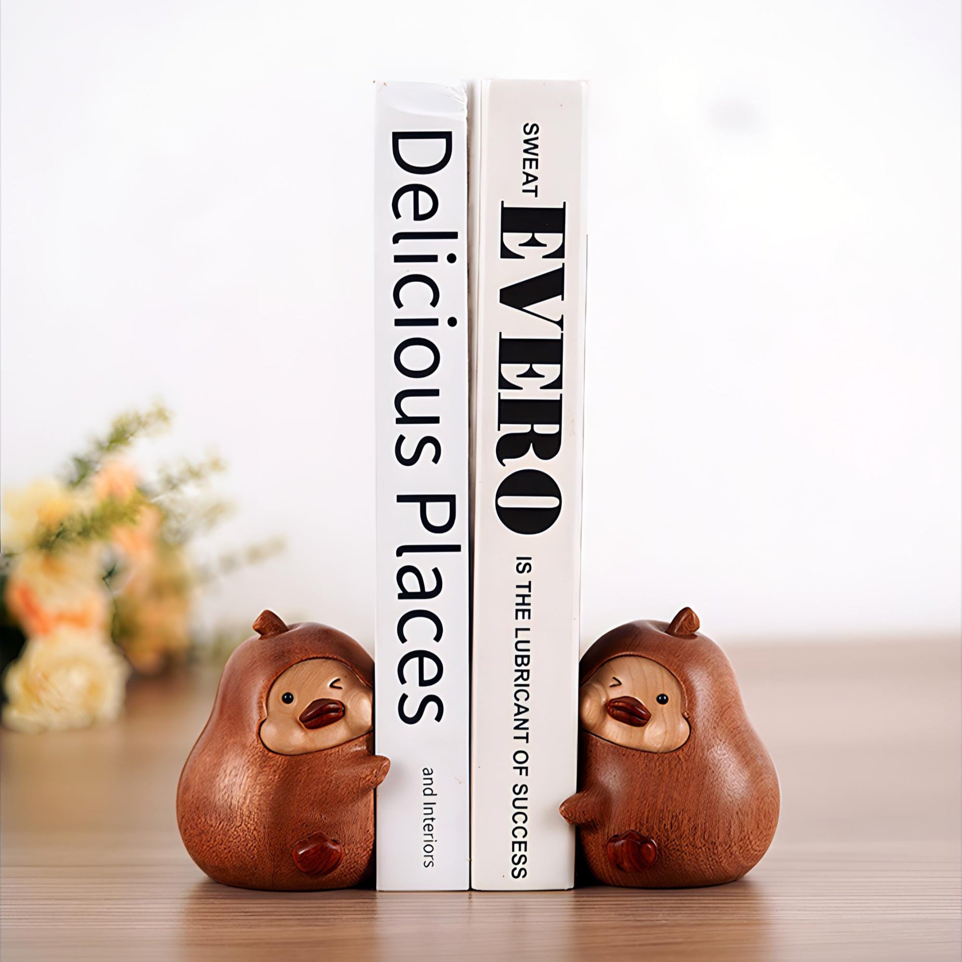 Wooden bookends, bookshelf decorations, gifts for reading lovers.